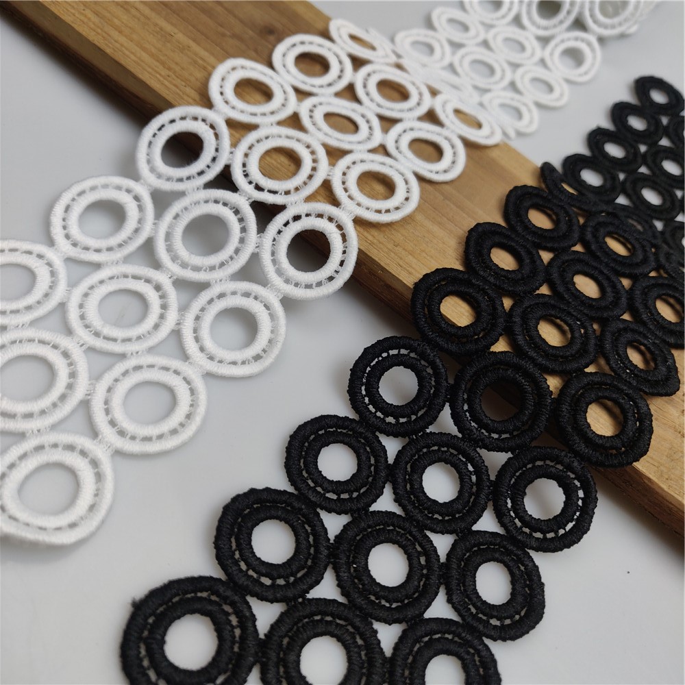 Shop & Save Big! 1 Meters Luxury Embroidery White Black Round Lace Fabric Trim Ribbon Diy Sewing Applique Collar Craft Guipure Dress Decor