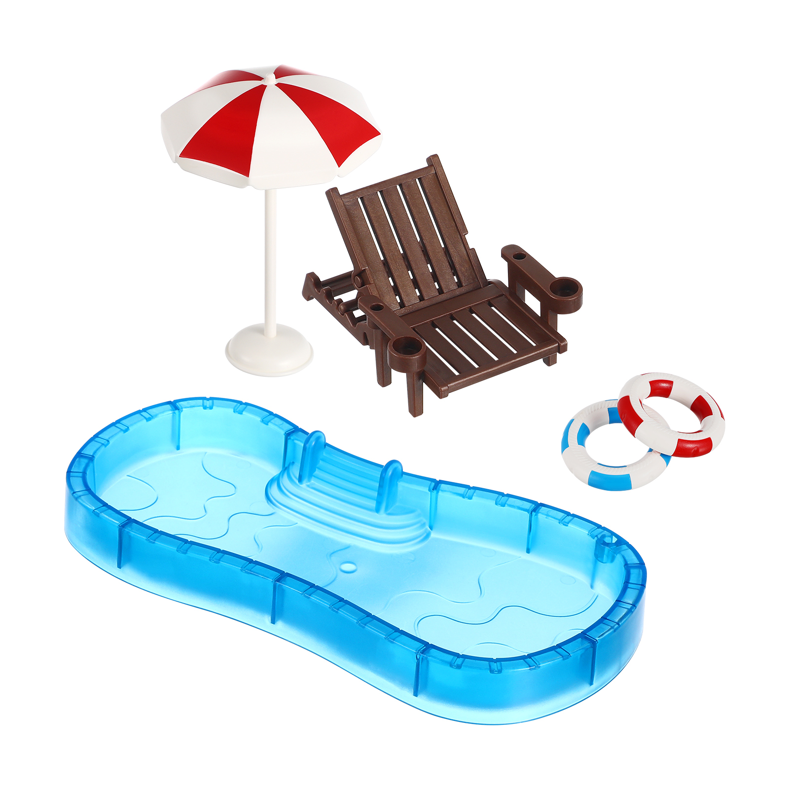  Grab ‘Em Now! 1 Set Mini House Scene Decoration Miniature Swimming Pool Beach Chair Umbrella Model House Collection Accessories New