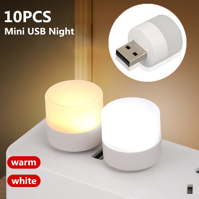  The Hottest Discounts 1/10Pcs Mini USB Night Light Warm White Eye Protection Book Reading Light USB Plug Computer Mobile Power Charging LED Night Lamp
