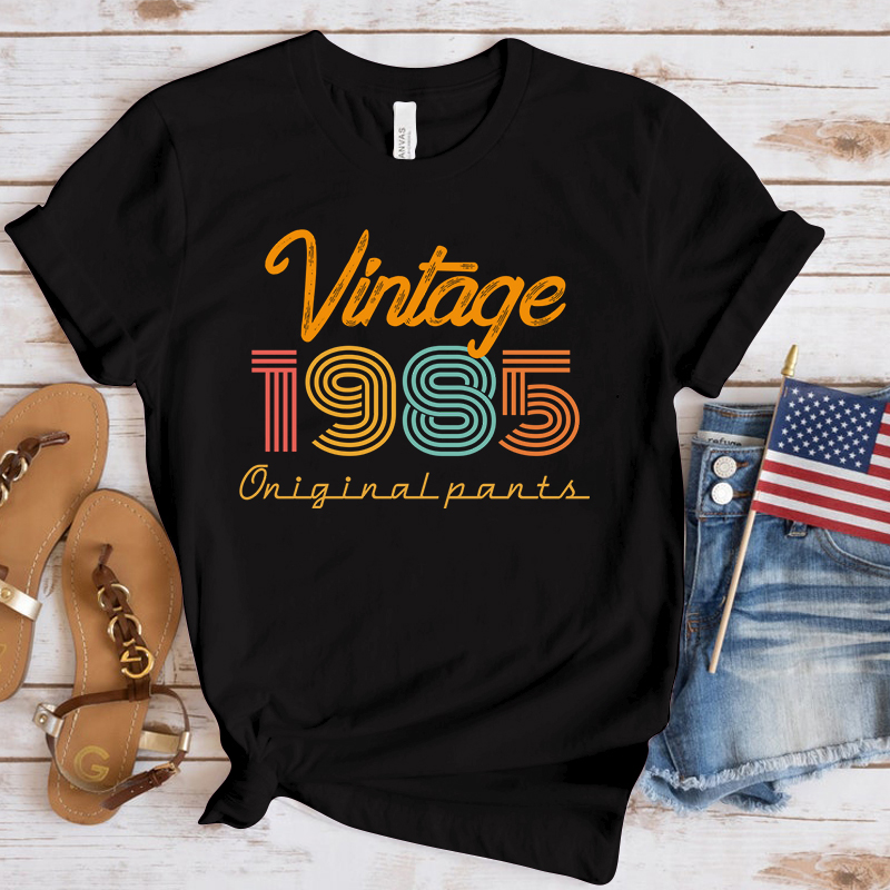 Score the Best (Premium T-shirt)New Hot Vintage 1985 T-Shirts Fashion Women Girls Summer Tee Shirt Casual Short Sleeve Round Neck Tops T-Shirts