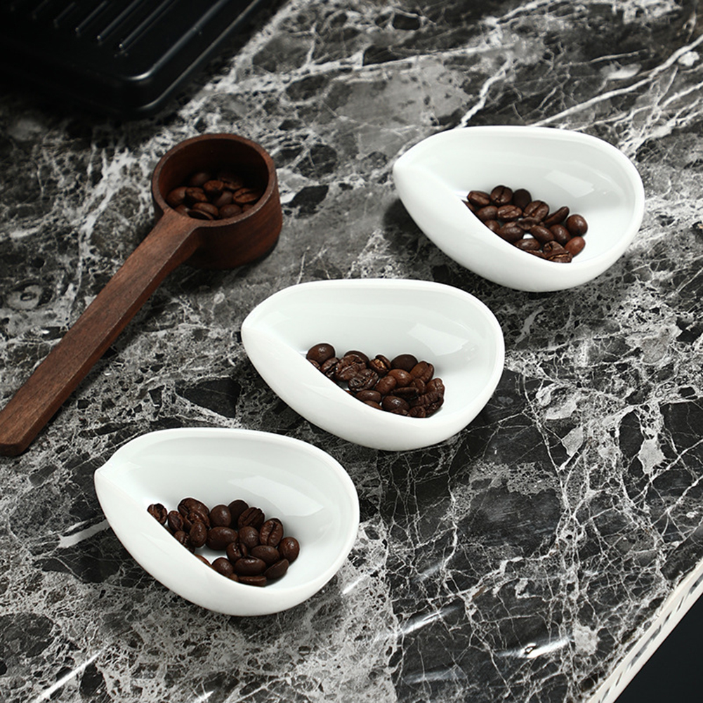 Price Drops 1-10Pieces Coffee Beans Dose Trays Pure White Pottery Teaspoon Tea Separator Vessel Set Tools Coffee Bean Spoon Shovel Tea Trays