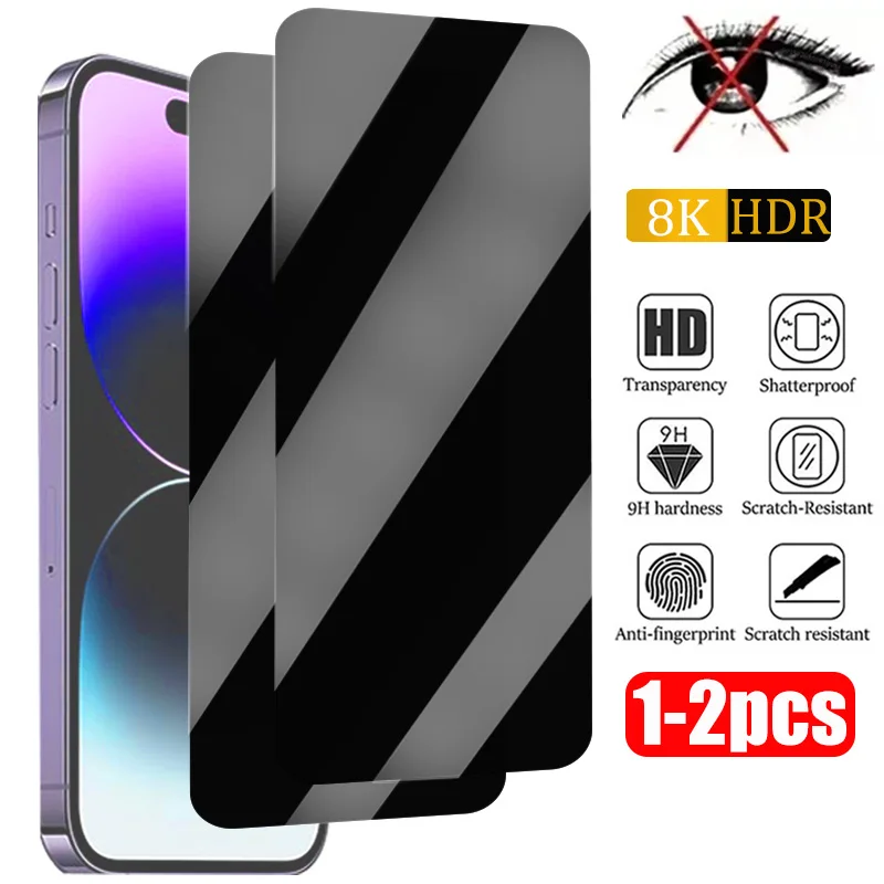 Super Deals 1-2PCS Privacy Screen Protector for iPhone 15 14 13 12 11 16 Pro Max Mini 7 8 Plus Anti-Spy Glass On iPhone SE 2020 2022 X XS XR