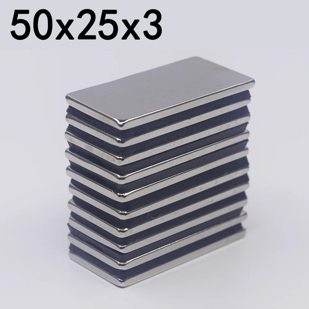 Best Offers 1/2/5/10Pcs 50x25x3 Neodymium Magnet 50mm x 25mm x 3mm N35 NdFeB Block Super Powerful Strong Permanent Magnetic imanes