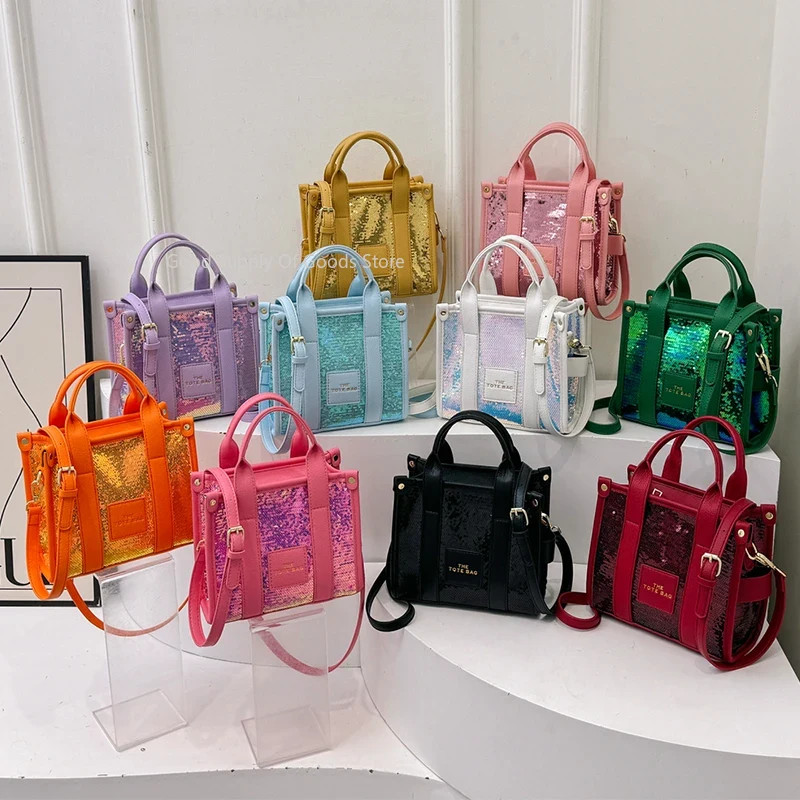  Best Value Ever! 10 Color Luxury Handbag Tote For Women Fashion Sequin Clutch Bag Brand Designer Crossbody Shoulder Bag Ladies Pu Leather Bag