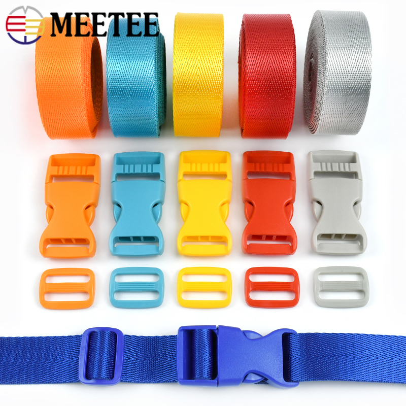  Deep Discounts 1-5Sets Meetee Nylon Webbing Tape 20/25mm Plastic Release Buckle Bags Strap Tri-Glide Slider Clasp Adjuster Hook DIY Accessories