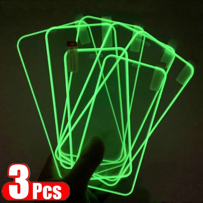  Hottest Offers 1-3Pcs Luminous Screen Protectors for IPhone 12 11 Pro Max 12 Mini XR X XS Glowing Tempered Glass for IPhone 13 Pro MAX 7 8 Plus