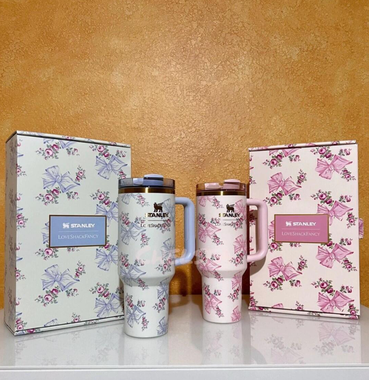 Save While It Lasts! *Limited Edition* The X LoveShackFancy Holiday Quencher Cup | 40 OZ | Blue/Pink