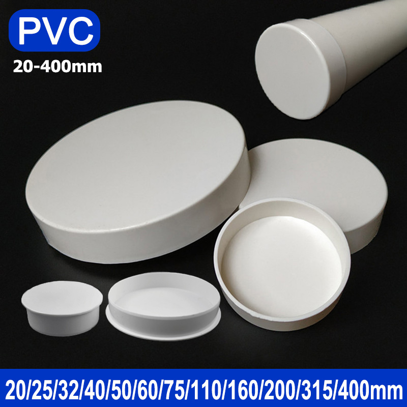 Trending Deals 1-10pcs 20/25/32/40/50/60/75/89/110/140/160/165/200/250/315/400mm PVC Pipe Plug Cap Tube Cover White Drainage Pipe protect cover