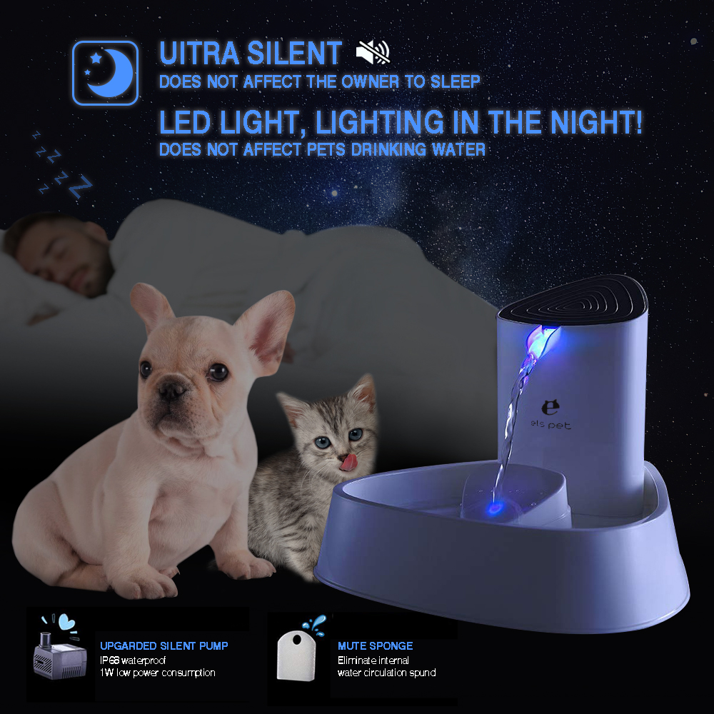  Save More! 1.8L Ultra Silent Automatic Cat Water Fountain LED Light Mute Cats Pets Water Dispenser Drinking Bowl Feeder with Filter Inside