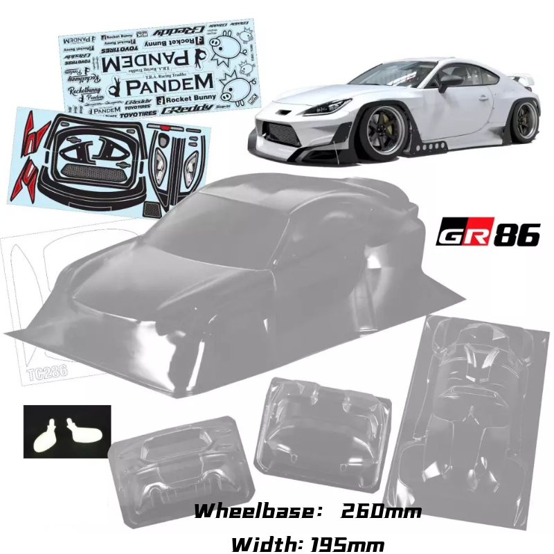  Huge Price Slashes 1/10 PC RC shell body GR86 wide body 195mm width lampshade Transparent shell body for turing Dirft mst yokomo hpi hsp