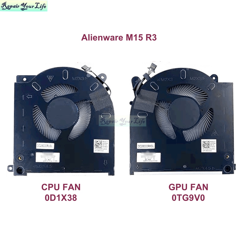  Your Dream Deals 0D1X38 0TG9V0 CPU GPU Cooling Fans For Dell For Alienware M15 R3 M15 R4 Laptop Fan Cooler Radiator D1X38 TG9V0 EG50061S1-C080