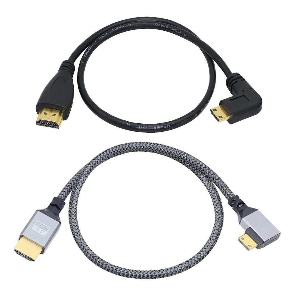  Elevate Your Shopping Game 0.5m 1080P 4K UHD Cable 90 Degree Left/Right Angle Mini-HD Micro-HD Converter Adapter Cord for Laptop Camera HDTV Camcorder