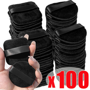 The  Top Picks 1-100Pcs Black Square Round Crystal Velvet Powder Puff Facial Soft Washable Sponge Cosmetics Puff Beauty Makeup Accessories Tool You've Been Waiting For