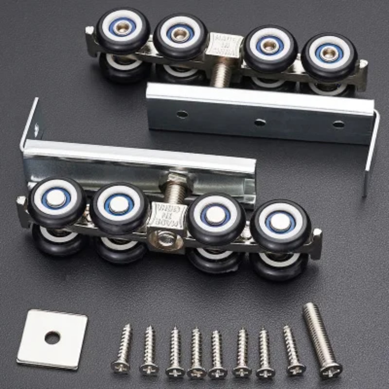 Save Like a Pro! 1 Pair/set Cold Rolled Steel Sliding Wooden Door Closet Hardware Kit Door Wheels Roller 8 Wheels Hangers Roller