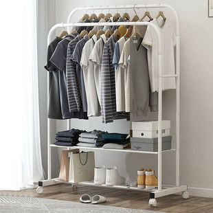 Steals & Deals 1.5m Large Clothes Rack Double Rail Rolling Stand Shoes Rack Storage Shelf White: Premium Craftsmanship Meets Elegance