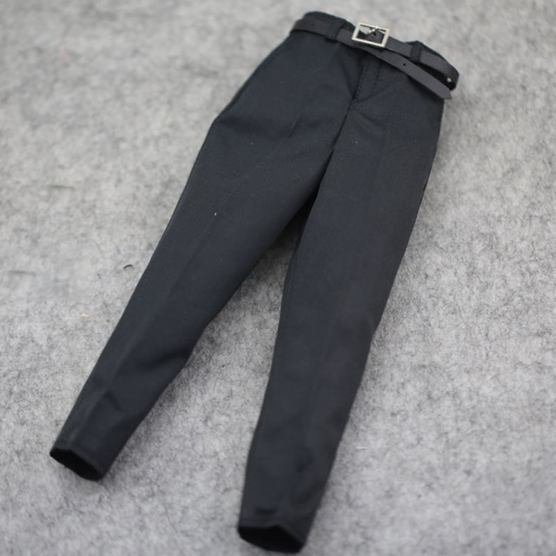  Shopping Spree Starts Now 1/6 Scale Man Black Trousers Suit Pants Costume with Belt Fit 12