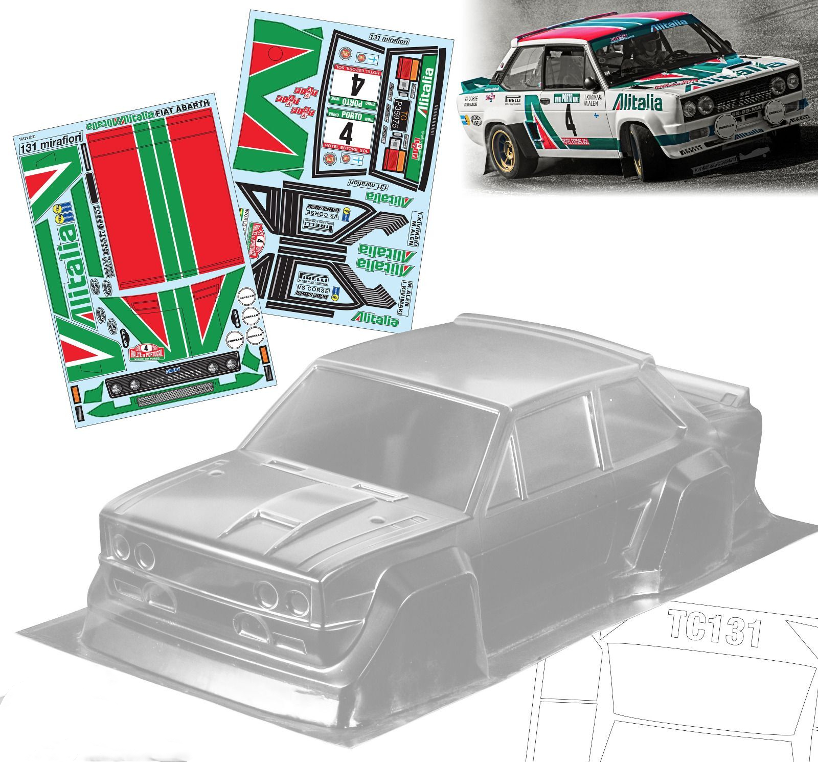  Fire Sale 1/10 131 Abarth Rally drift RC PC body shell lampshade 190mm width Transparent drift body shell RC hsp hpi trax Tamiya