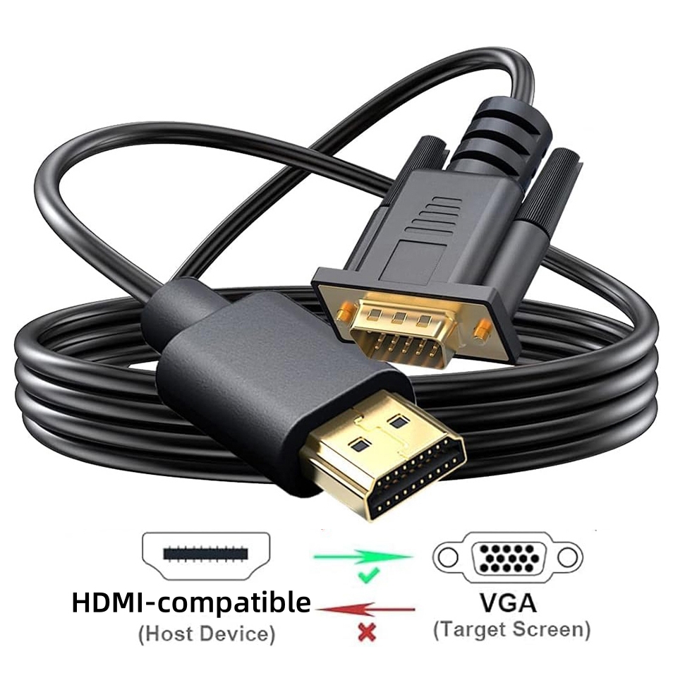  Steals & Deals 1.8M HDMI-compatible to VGA Adapter Male to Male Unidirectional Converter Cable for Desktop Laptop PC Monitor Projector HDTV