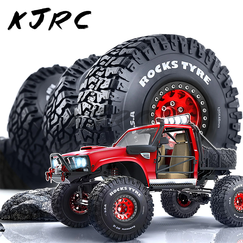  Grab ‘Em Now! 1/10 RC Crawler Car 4pcs 120mm Metal 1.9" Beadlock Wheel Rim Rubber Tire Set for Traxxas TRX4 RC4WD D90 Axial SCX10 II III MST