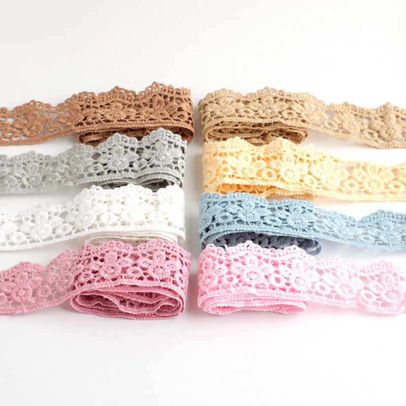 Grab Now! 1 Meter Flowers Embroidery Water Soluble Lace 3.5cm race Home Curtain diy dentelle Decorative Accessories Lace Fabric Ribbon