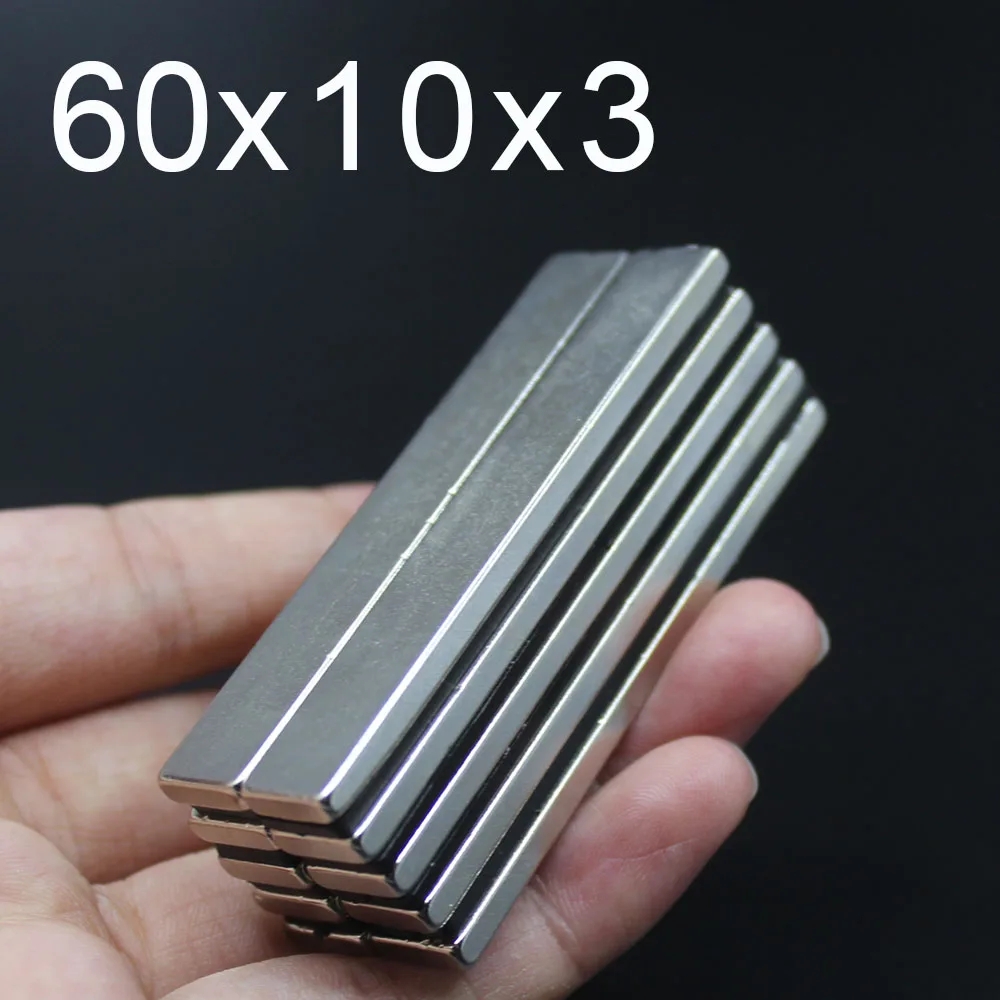  Today’s Top Offers 1/2/3/5/10Pcs 60x10x3 Neodymium Magnet 60mm x 10mm x3mm N35 NdFeB Block Super Powerful Strong Permanent Magnetic imanes
