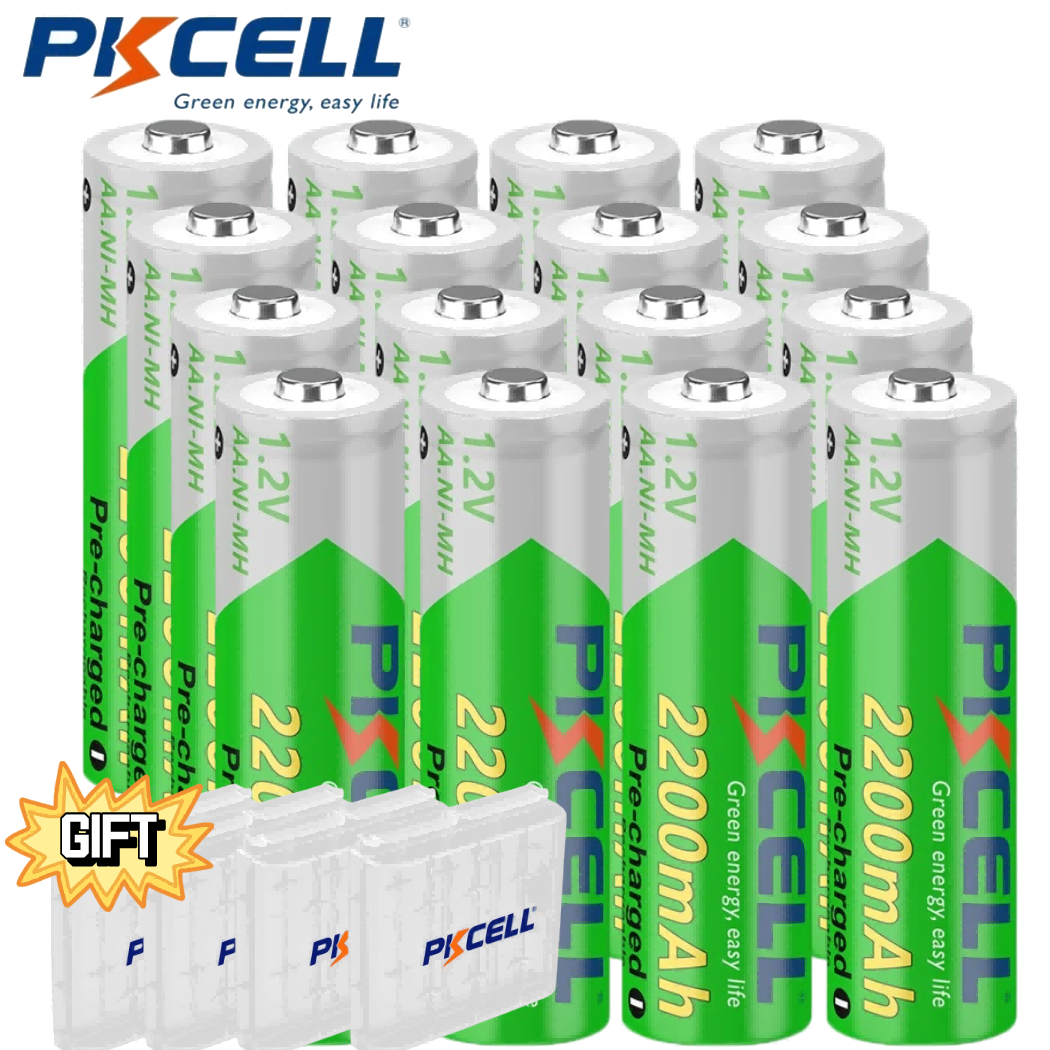  Super Deals 1-16PC PKCELL NIMH 2200mAh Original AA Rechargeble Batteries 1.2V 2200mah ni-mh AA Battery For Digital Camera Portable Video Toy