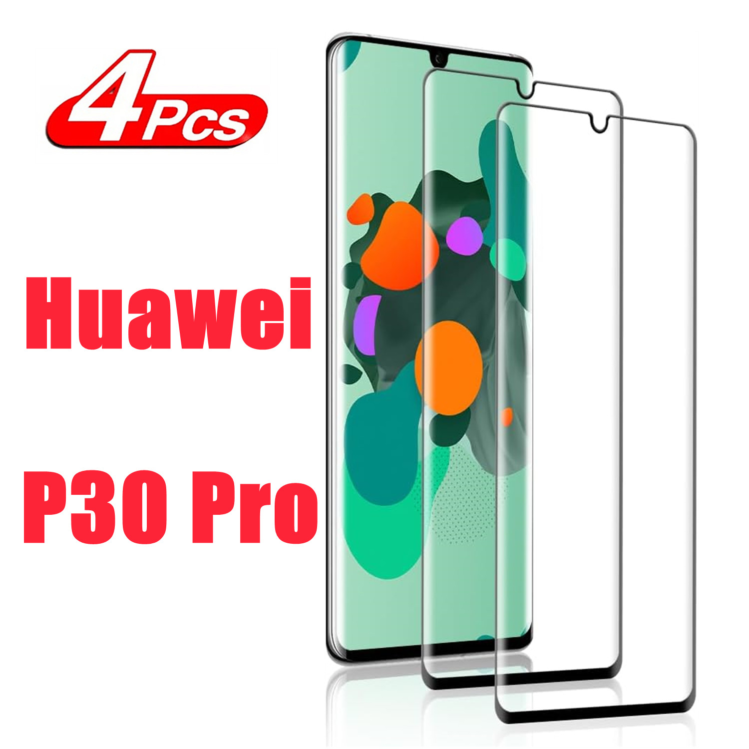  A Deal a Day 1/4Pcs Full Cover Glass For Huawei P30 Pro Screen Protector For Huawei P30 Pro Tempered Glass Protective Film