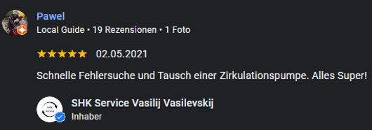 SHK Service Bewertung