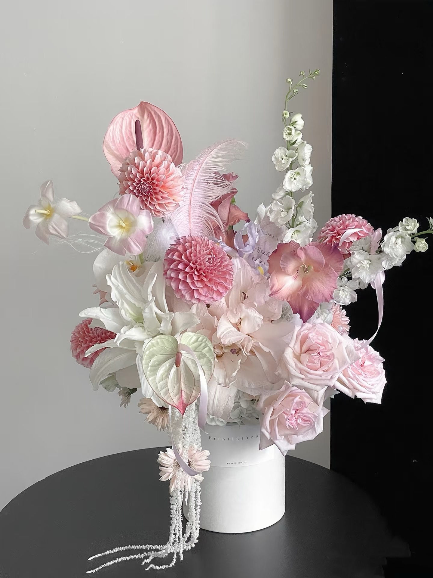 Soft Serenade|Dahlias & Lilies & Roses Mixed Table Arrangement