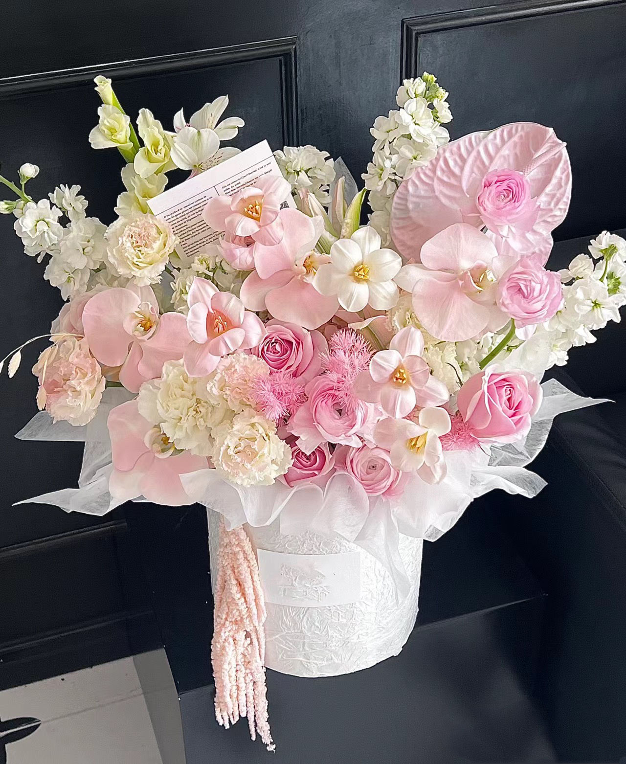 Pink Poetry|Orchids & Tulips & Roses & Anthuriums Mixed Bouquet