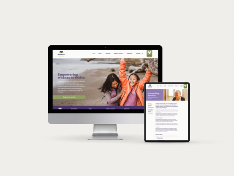 Device mockup of Weave Hawke’s Bay homepage showing their new website design and branding.