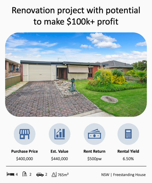 Renovation project with potential to make $100k+ profit