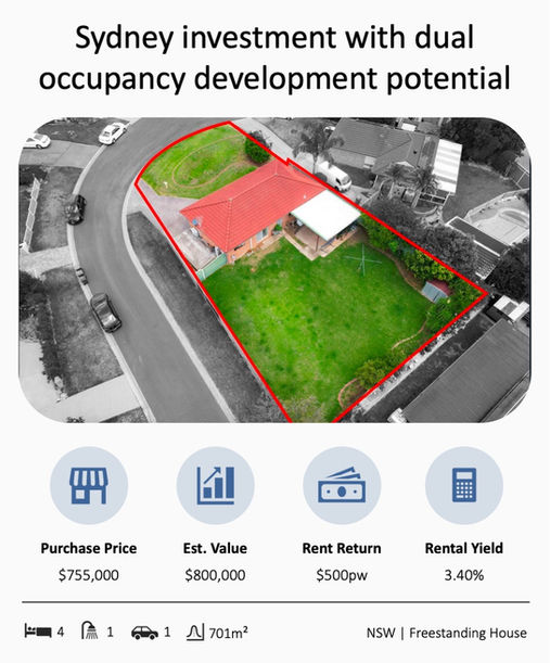 Sydney investment with dual occupancy development potential