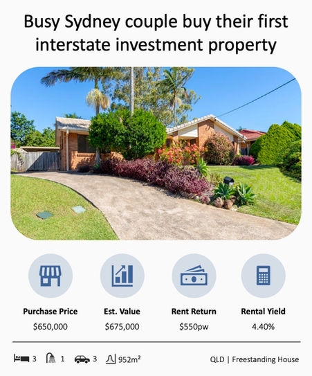 Busy Sydney couple buy their first interstate investment property