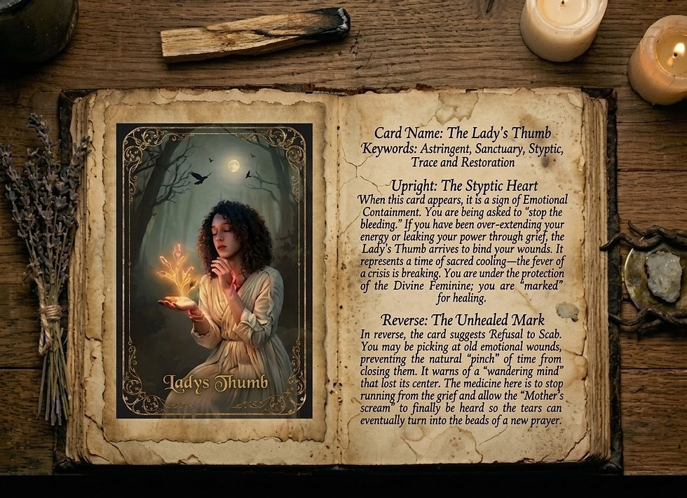 Lady's Thumb card with illustration and interpretive text