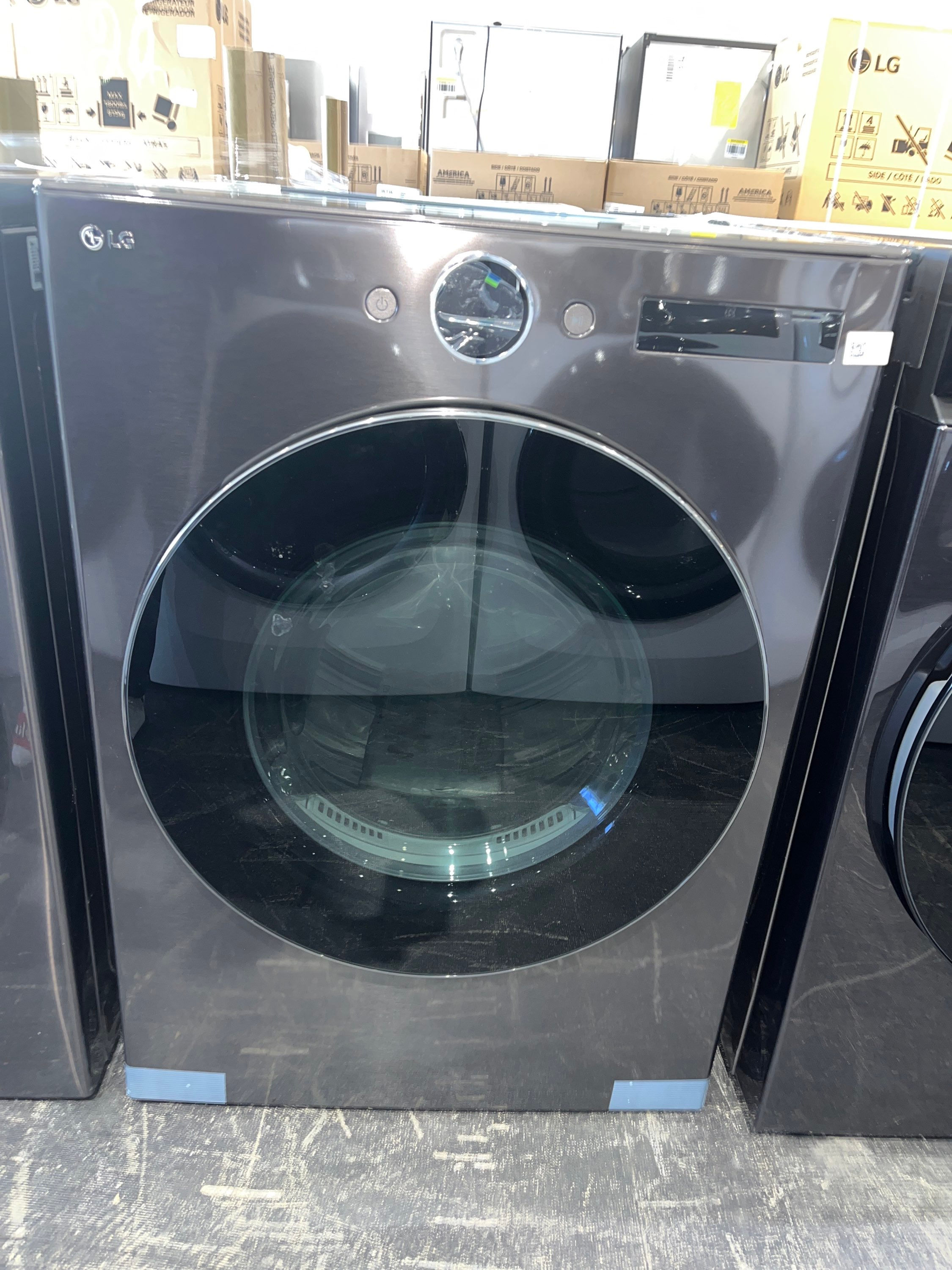 LG 7.4 Stackable Smart Electric Dryer (Black Steel)