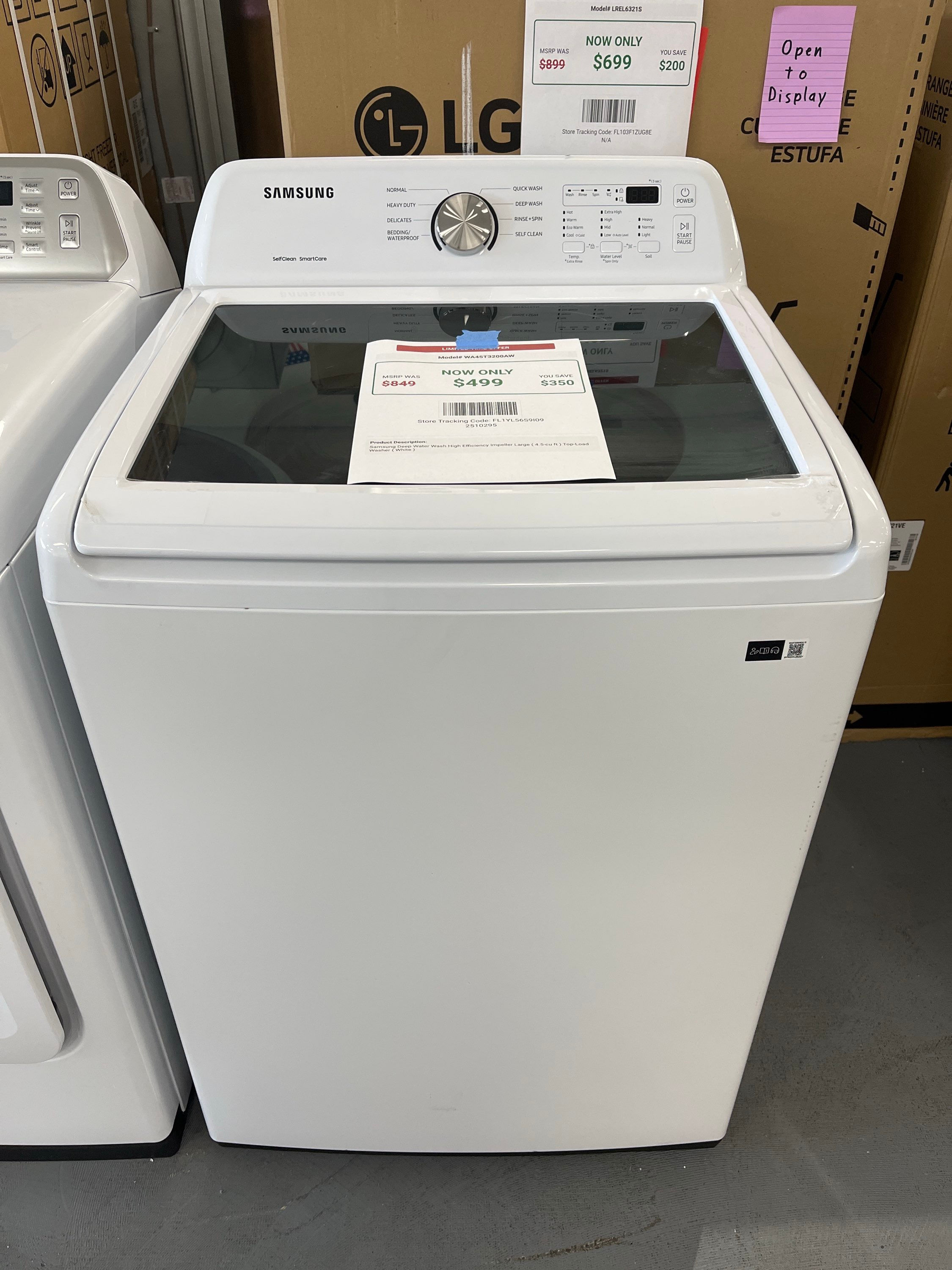 Samsung Deep Water Wash High Efficiency Impeller Washer 4.5 cu ft