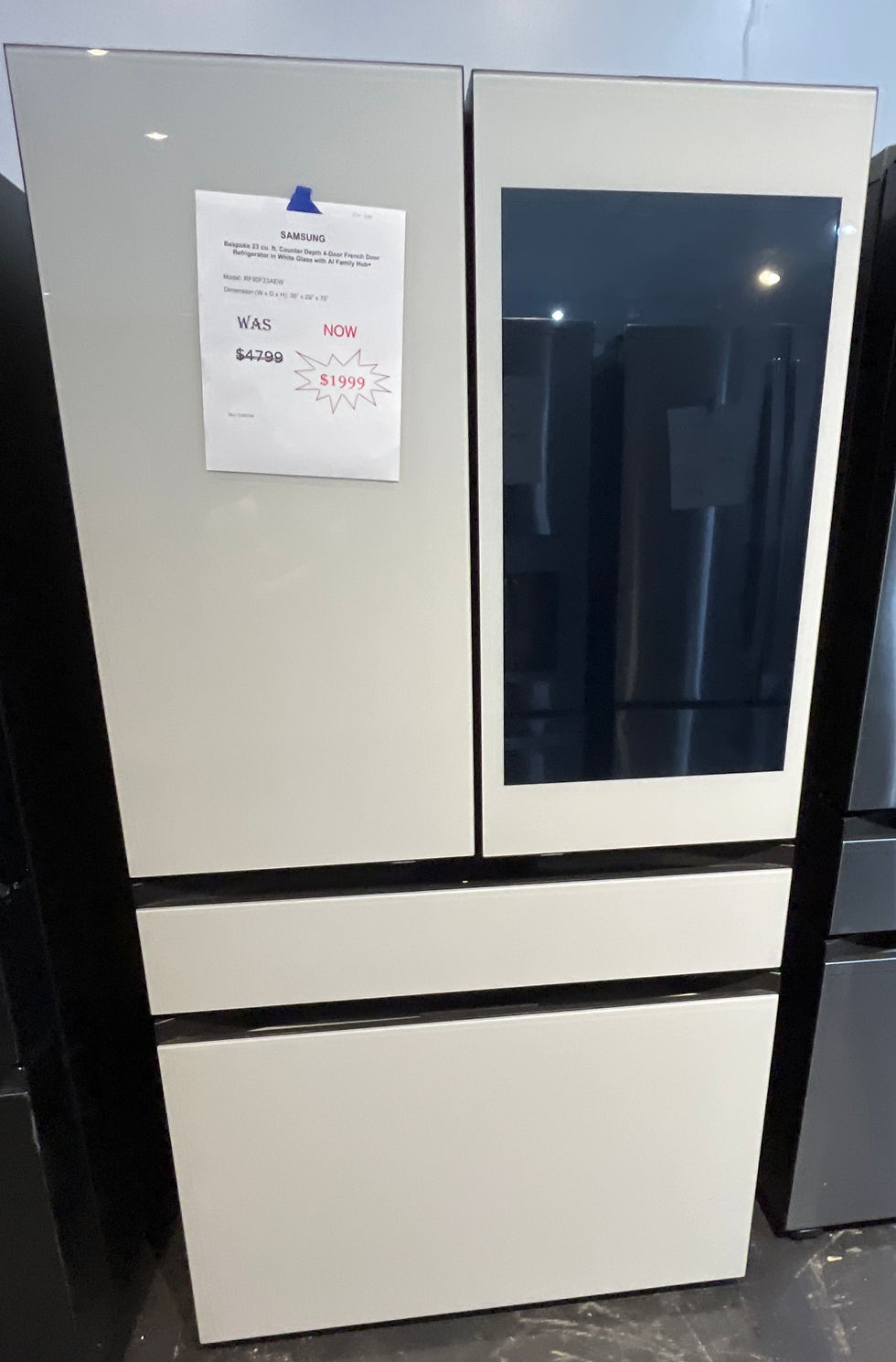 Samsung 23 cu ft Family Hub Refrigerator in White Glass
