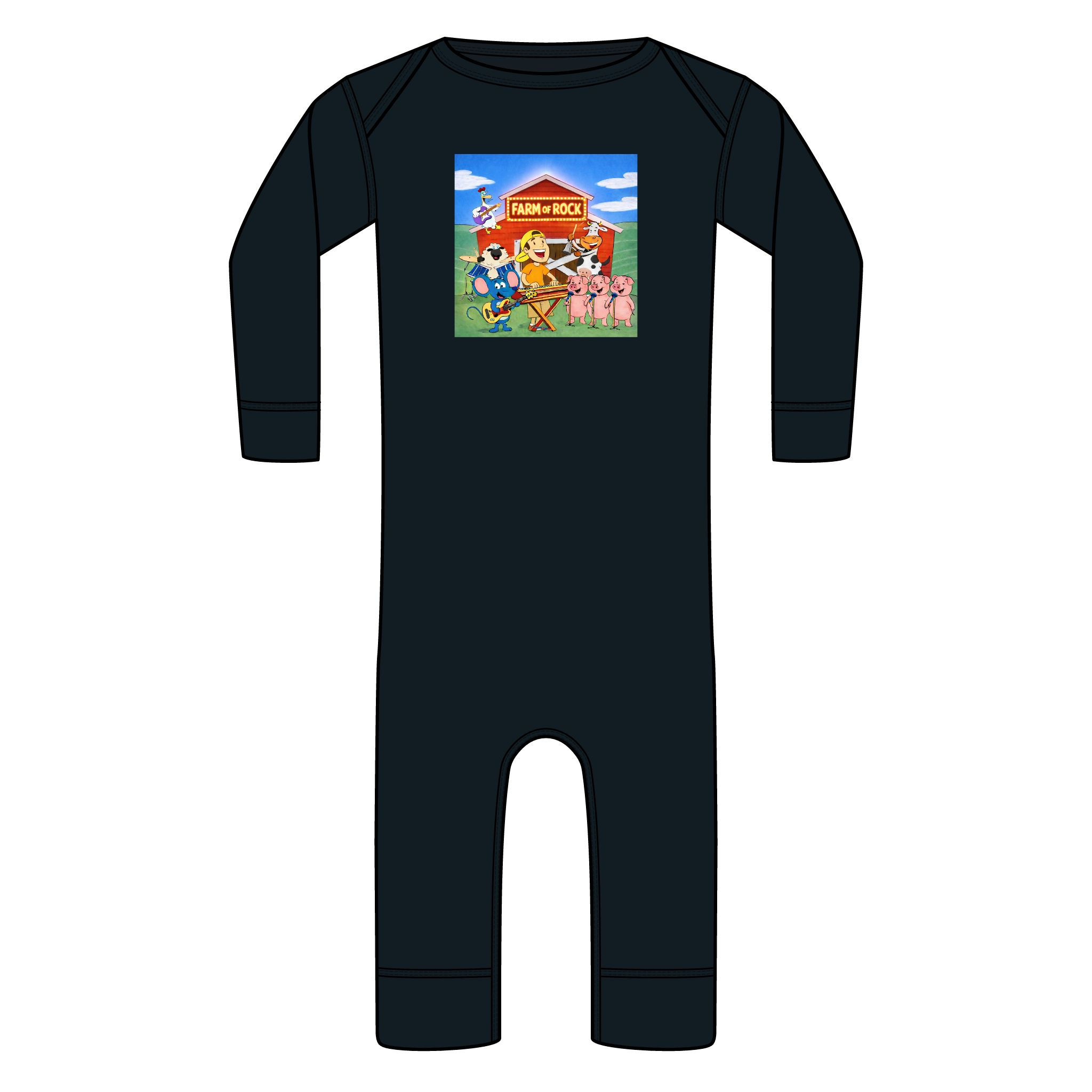 Farm of Rock Friends Infant Long-Sleeve Bodysuit — Cute Barnyard Animal Graphic