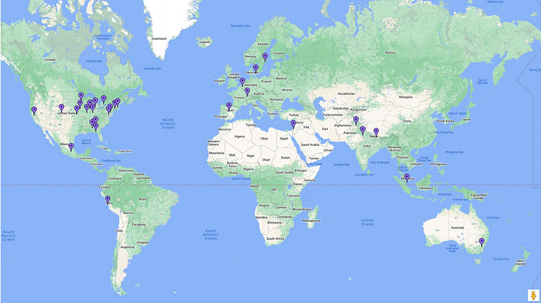 Map of the Society of Surgical Ergonomics Membership