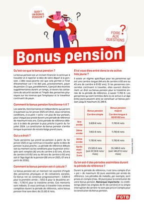 Bonus pension - Foire aux questions