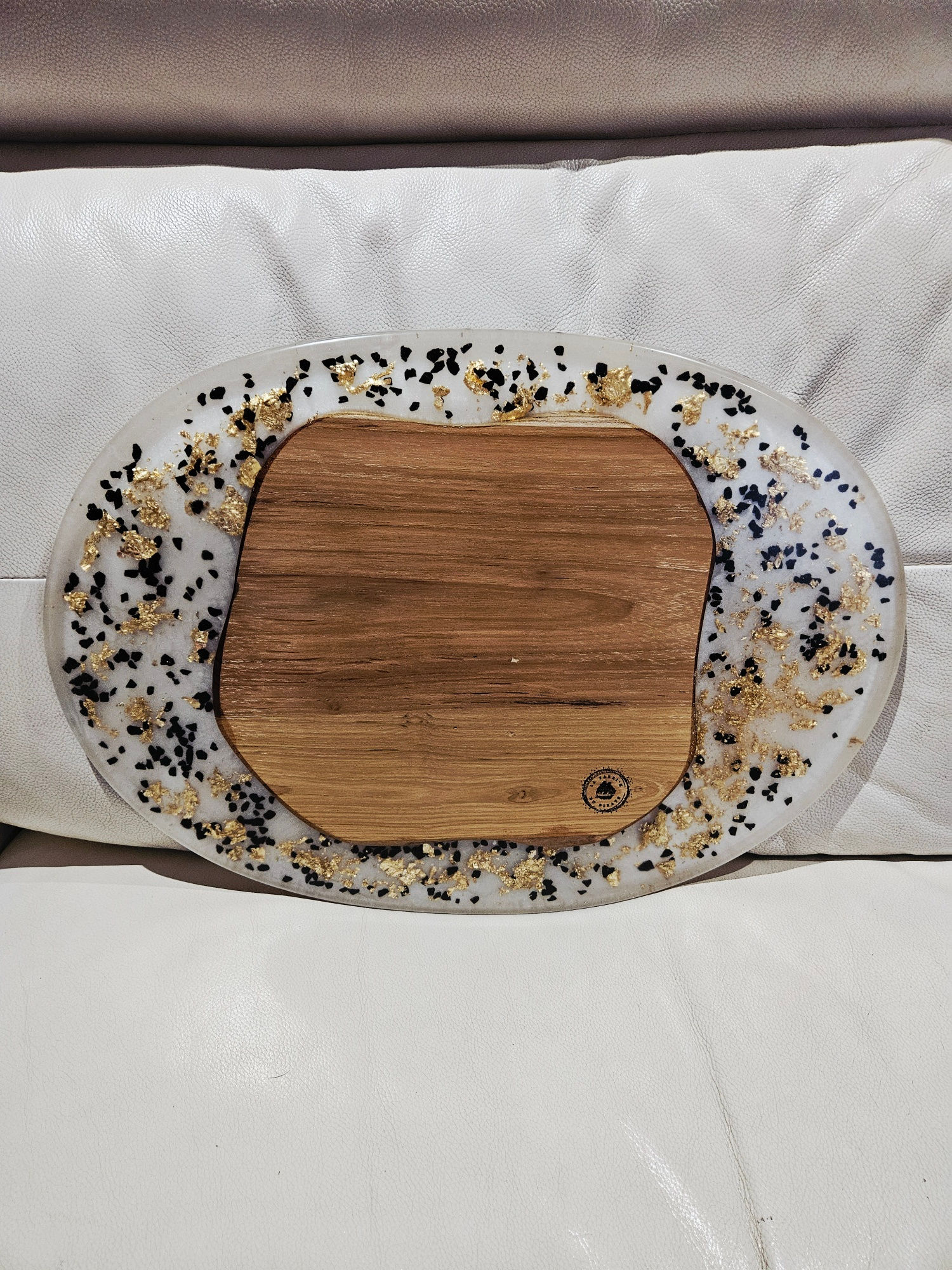 Plateau Ovale "blanc & Or"