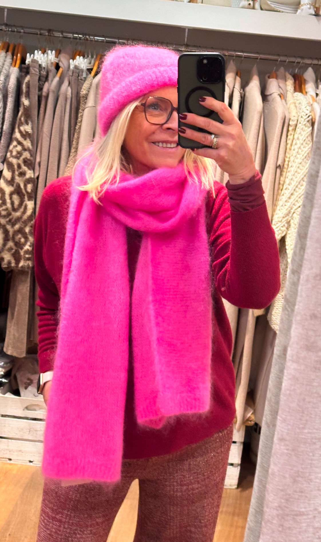 STELLA KID MOHAIR BEANIE FUSHIA 22333