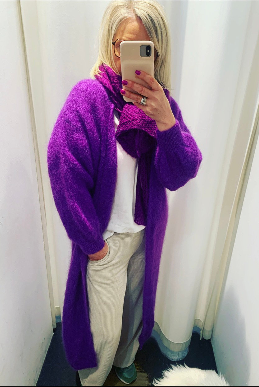 ELLY LONG MOHAIR CARDIGAN VIOLA 81124 