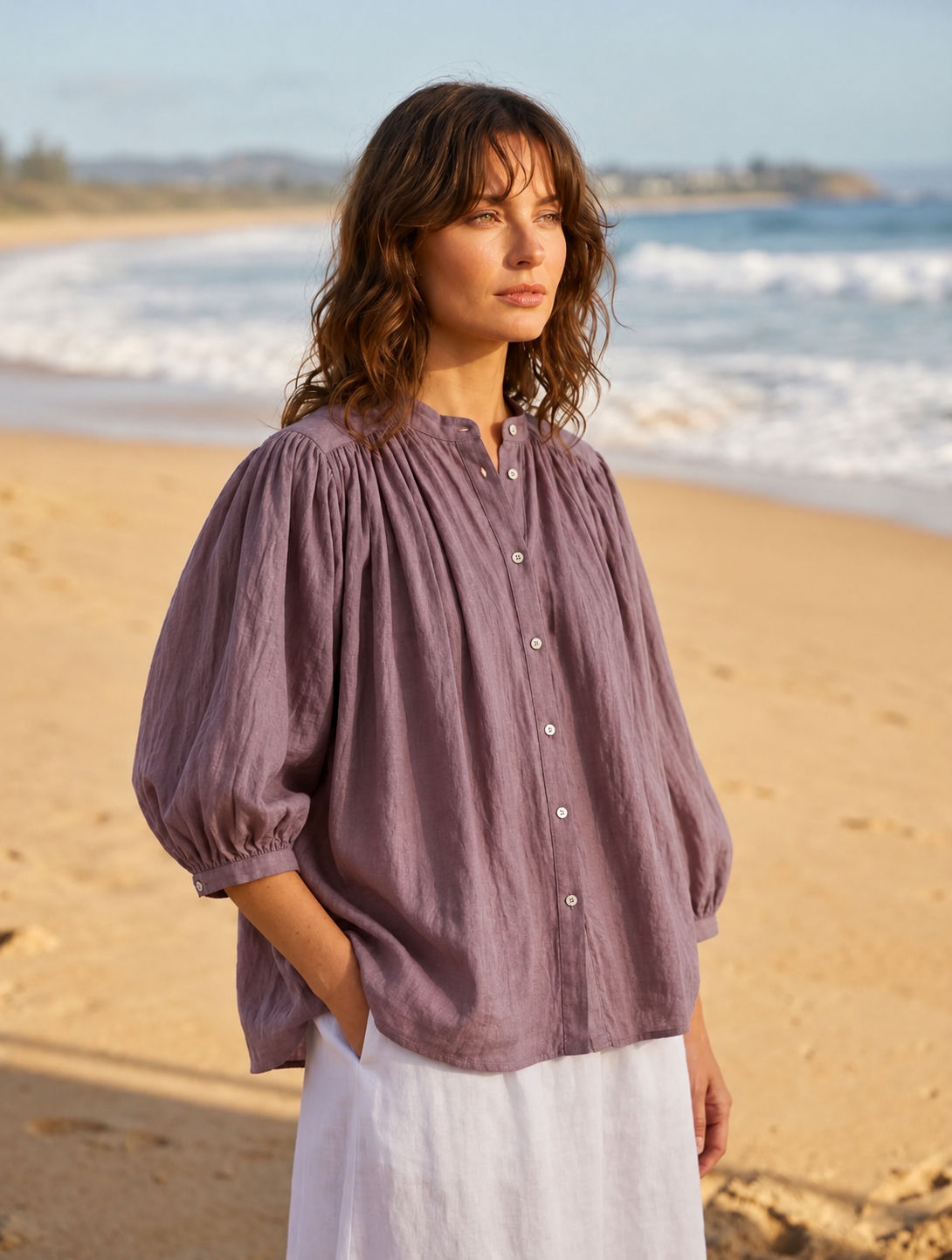 LISA COTTON BLOUSE AUBERGINE 807