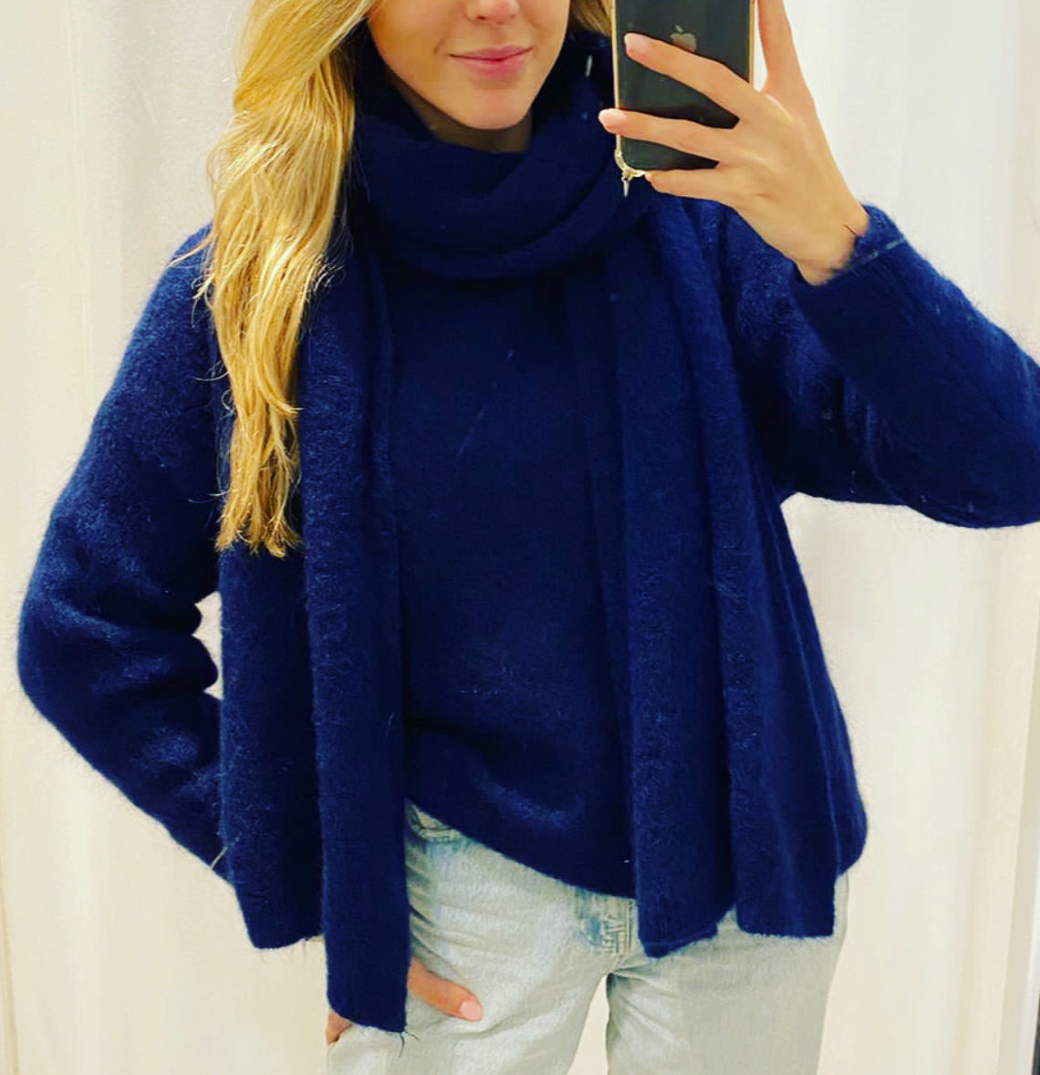 ELLY MOHAIR SCARF NAVY 20103