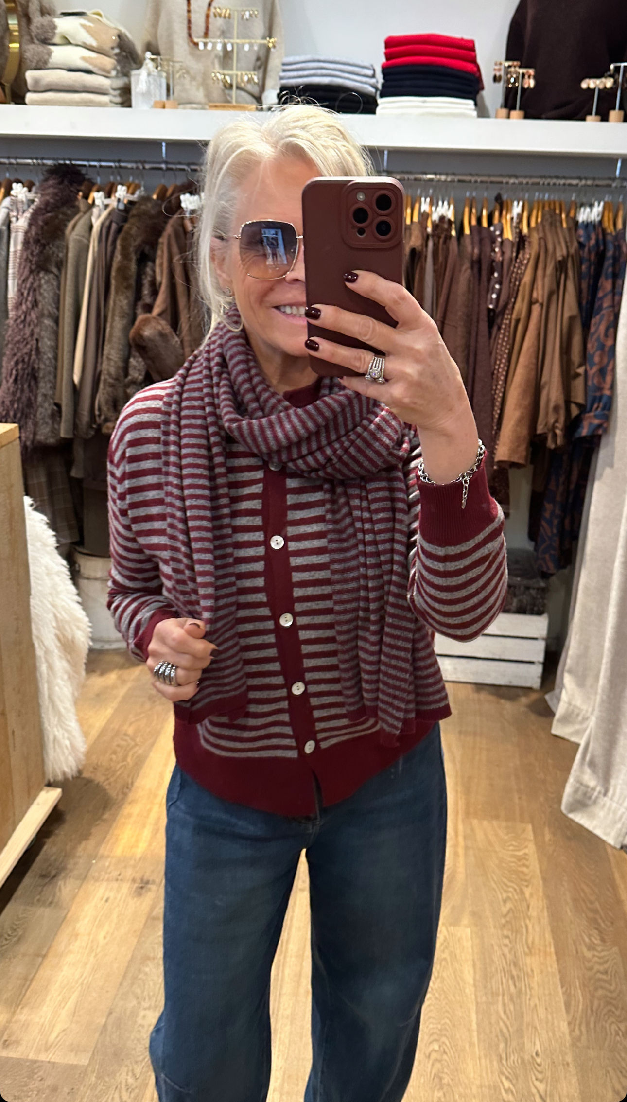 LENA STRIPED GILET BORDO/ANTHRACITE 62034