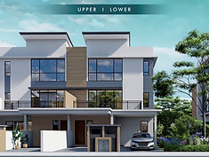Diamond City Semenyih premium freehold Townvilla layout design showing modern Upper and Lower unit facade architecture