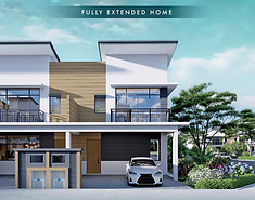 Modern double storey terrace house facade architecture at Diamond City Semenyih