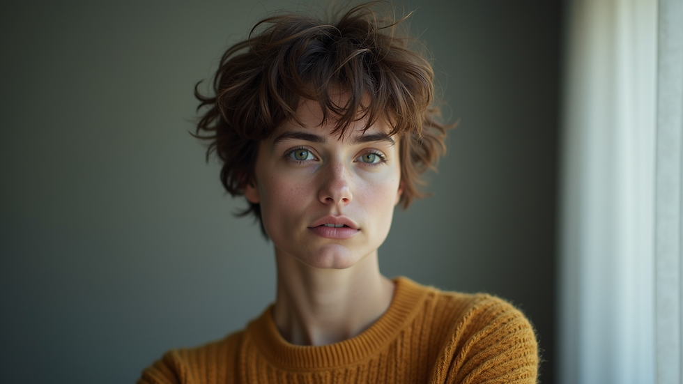 Eye-level view of a textured crop haircut